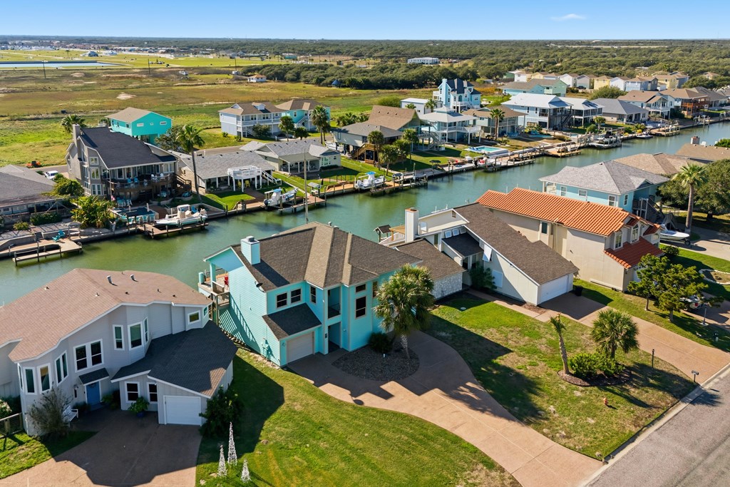 Front Aerial View of 227 Windjammer Rd, Rockport, TX · Bahia Bay Front Aerial View of 227 Windjammer Rd, Rockport, TX · Bahia Bay
