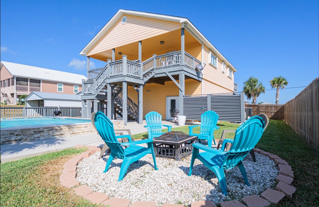 Backyard, Poolside View of 102 Ball Street, Rockport, TX
