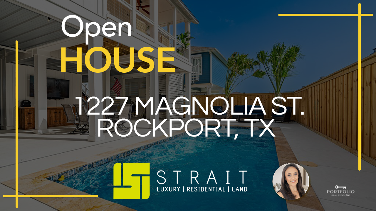 Poolside view at 1227 Magnolia St, Rockport, TX